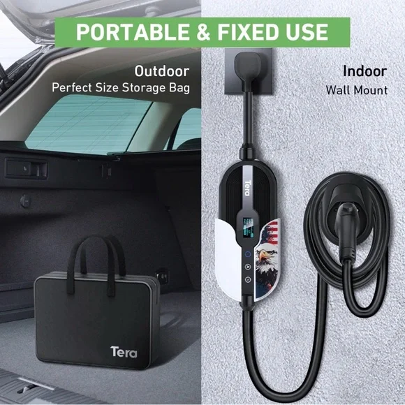Tera EV Charger Lvl 2 J1772: 32A 240V ETL Certified Dual Use Portable & Wall - Picture 3 of 15